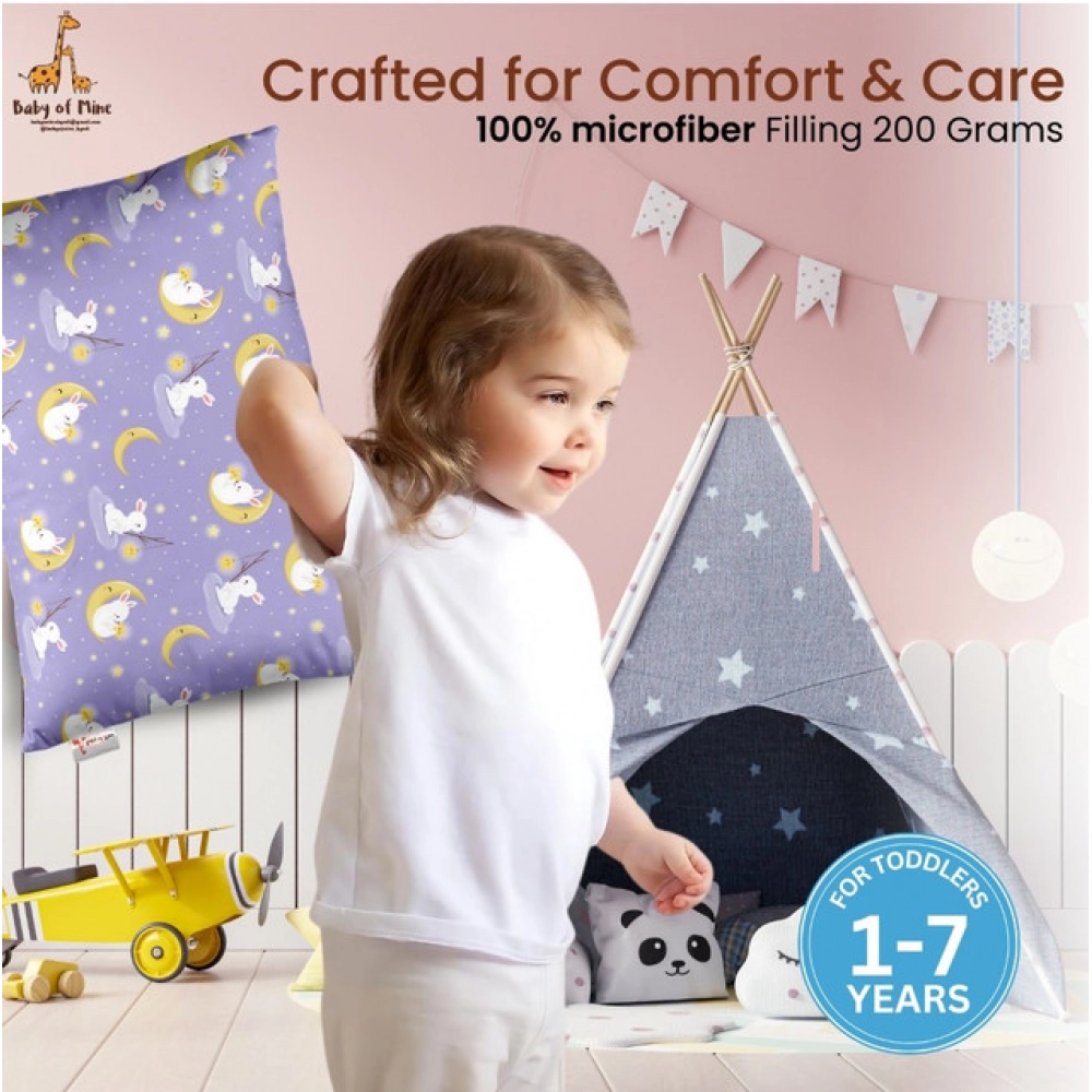 Soft Plush Printed Baby Infant Pillow for Kids Age 1 To 5 Years (Purple)