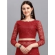 Women's Net Self Design Saree With Unstitched Blouse 5.5Mtr (Maroon)