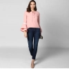 Women's Polyester Solid Bell Sleeve Top (Pink)