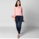 Women's Polyester Solid Bell Sleeve Top (Pink) Women's Polyester Solid Bell Sleeve Top (Pink)