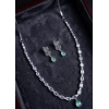 Women's Brass Silver Plated Necklace set (Turquoise) Women's Brass Silver Plated Necklace set (Turquoise)
