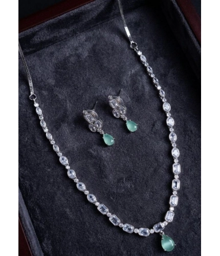 Women's Brass Silver Plated Necklace set (Turquoise)