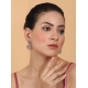 Women's Brass Silver Plated Drop Earrings (Pink) Women's Brass Silver Plated Drop Earrings (Pink)