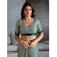Women's Satin Crepe Printed Saree With Unstitched Blouse 5.5Mtr (Green)