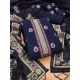 Women's Banarasi Silk Printed Unstitched Salwar Suit Material With Dupatta (Navy Blue, 3Mtrs)