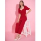 Women's Polyester Lycra Solid Puff Sleeve Jumpsuit (Red)