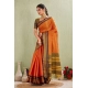 Women's Silk Blended Jaquard Woven Saree With Unstitched Blouse 5.5Mtr (Orange) Women's Silk Blended Jaquard Woven Saree With Unstitched Blouse 5.5Mtr (Orange)