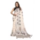 Women's Linen Cotton Printed Saree With Unstitched Blouse 5.5Mtr (Off White) Women's Linen Cotton Printed Saree With Unstitched Blouse 5.5Mtr (Off White)