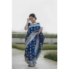 Women's Soft Lichi Silk Printed Saree With Unstitched Blouse 5.5Mtr (Blue) Women's Soft Lichi Silk Printed Saree With Unstitched Blouse 5.5Mtr (Blue)