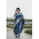 Women's Soft Lichi Silk Printed Saree With Unstitched Blouse 5.5Mtr (Blue)