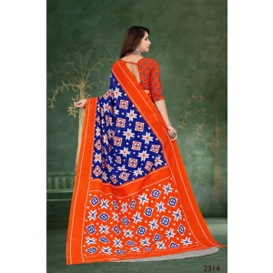 Generic Women's Soft Pure Cotton Printed Saree With Unstitched Blouse 5.5Mtr (Blue)