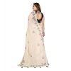 Women's Linen Cotton Printed Saree With Unstitched Blouse 5.5Mtr (Off White)