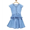 Girl's Denim Embellished Cap Sleeve bow Dress (Light Blue) Girl's Denim Embellished Cap Sleeve bow Dress (Light Blue)