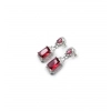 Women's Brass Silver Plated Drop Earrings (Red)