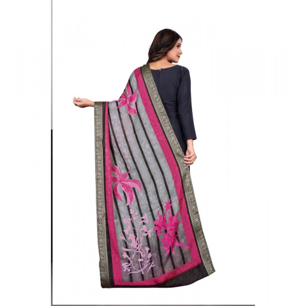 Women's chanderi silk Printed Dupatta (Black, Length: 2 Mtr) Women's chanderi silk Printed Dupatta (Black, Length: 2 Mtr)