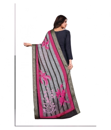 Women's chanderi silk  Printed Dupatta (Black, Length: 2 Mtr)