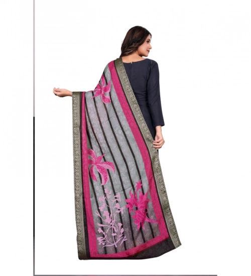 Women's chanderi silk Printed Dupatta (Black, Length: 2 Mtr) Women's chanderi silk Printed Dupatta (Black, Length: 2 Mtr)