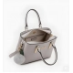 Women's PU Leather Solid Shoulder Zipper Handbag (Grey)