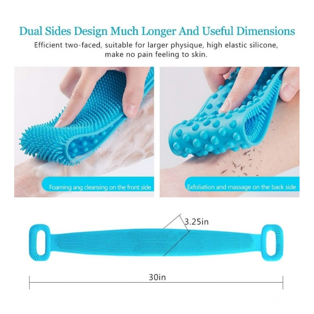 Pack Of 2_Silicone Bath Scrubber Belt – Dual-Sided Exfoliating Body Cleaning Strap (Color: Assorted )