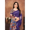 Women's Linen Printed Saree With Unstitched Blouse 5.5Mtr (Purple) Women's Linen Printed Saree With Unstitched Blouse 5.5Mtr (Purple)