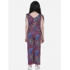 Girl's Polyester Crepe Floral Short Sleeve Set (Multicolor)