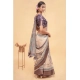 Women's Polyester Printed Saree With Unstitched Blouse 5.5 Mtr (Off-White)