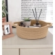 Cotton 8x3 Inch Round Bedside Organizer (Beige)