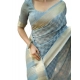 Women's Silk_Blend Checked Saree With Unstitched Blouse 5.5Mtr (Sky_Blue)