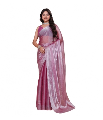 Women's Jimmy choo Embellished Bollywood Saree With Unstitched Blouse 5.5Mtr (Magenta)