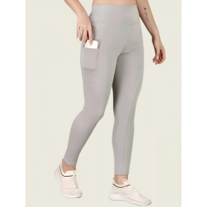 Generic Women's Polyester Solid Ankle length High Waisted Tights (Grey)