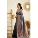 Women's Litchi silk Printed Saree With Unstitched Blouse (Grey)