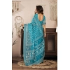 Women's Faux Linen Floral Print Ready to wear Saree With Unstitched Blouse 5.5Mtr (AquaBlue) Women's Faux Linen Floral Print Ready to wear Saree With Unstitched Blouse 5.5Mtr (AquaBlue)