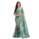 Women's Faux Linen Printed Ready to wear Saree With Unstitched Blouse 5.5Mtr (Multicolor)