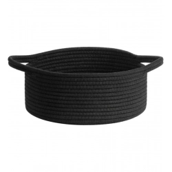 Cotton 8x3 Inch Round Bedside Organizer (Black)