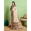 Women's Silk Blend Printed Saree With Unstitched Blouse 5.5Mtr (Cream) Women's Silk Blend Printed Saree With Unstitched Blouse 5.5Mtr (Cream)