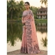 Women's Linen Cotton Printed Saree With Unstitched Blouse 5.5Mtr (Peach)