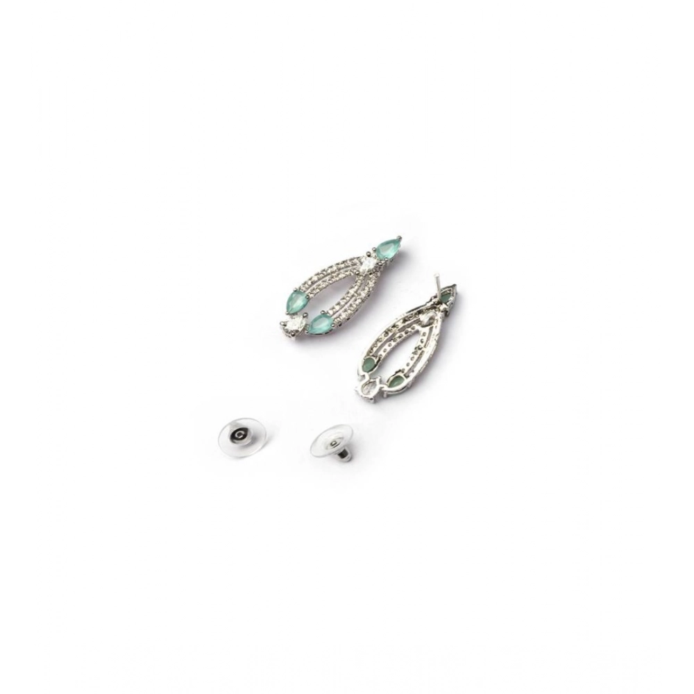 Women's Brass Silver Plated Necklace set (Turquoise)
