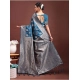 Women's Banarasi Silk Printed Saree With Unstitched Blouse 5.5Mtr (Teal Blue)