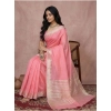 Women's Cotton Printed Saree With Unstitched Blouse 5.5Mtr (Coral Pink)