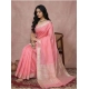 Women's Cotton Printed Saree With Unstitched Blouse 5.5Mtr (Coral Pink)