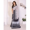 Women's Linen Cotton Printed Saree With Unstitched Blouse 5.5Mtr (White & Black) Women's Linen Cotton Printed Saree With Unstitched Blouse 5.5Mtr (White & Black)