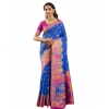 Women's Faux_Banarasi Woven Motifs Saree With Unstitched Blouse 5.5Mtr (Royal_Blue)