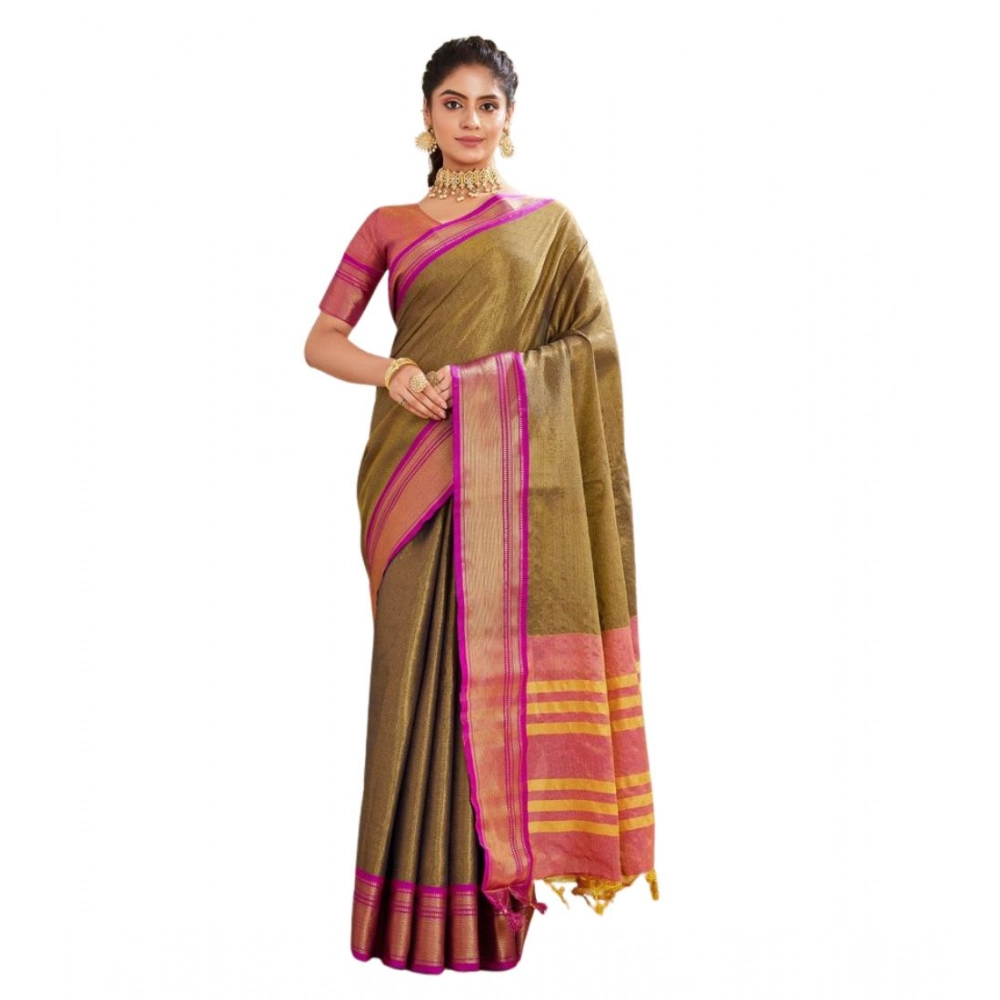Women's Silk Blended Jaquard Woven Saree With Unstitched Blouse 5.5Mtr (Green) Women's Silk Blended Jaquard Woven Saree With Unstitched Blouse 5.5Mtr (Green)