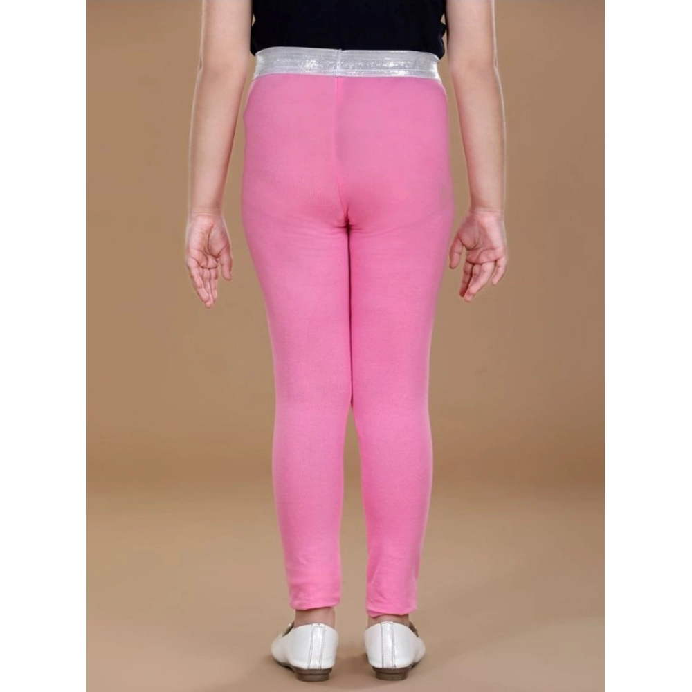 Girl's Cotton Lycra Star Print Elasticated Leggings (Pink) Girl's Cotton Lycra Star Print Elasticated Leggings (Pink)
