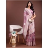Women's Linen Cotton Printed Saree With Unstitched Blouse 5.5Mtr (Purple) Women's Linen Cotton Printed Saree With Unstitched Blouse 5.5Mtr (Purple)