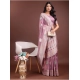 Women's Linen Cotton Printed Saree With Unstitched Blouse 5.5Mtr (Purple)