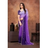 Women's Chiffon Embroidred Saree With Unstitched Blouse 5.5Mtr (Purple) Women's Chiffon Embroidred Saree With Unstitched Blouse 5.5Mtr (Purple)