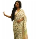 Women's Linen Printed Saree With Unstitched Blouse 5.5Mtr (White) Women's Linen Printed Saree With Unstitched Blouse 5.5Mtr (White)