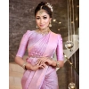 Women's Soft Lichi Silk Printed Saree With Unstitched Blouse 5.5Mtr (Pink) Women's Soft Lichi Silk Printed Saree With Unstitched Blouse 5.5Mtr (Pink)
