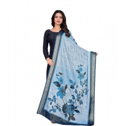 Women's chanderi silk  Printed Dupatta (Blue, Length: 2 Mtr)